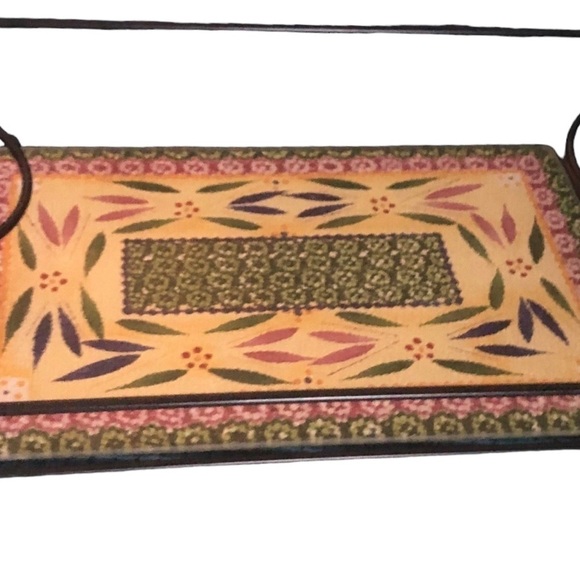 Temptations Wrought Iron Casserole Holder Glass Print Insert Sz. 10”X8” - Picture 4 of 4